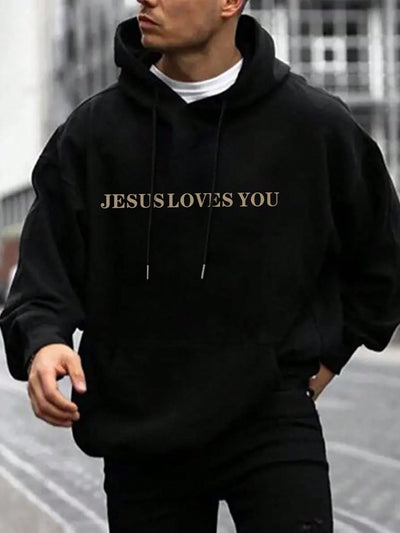 Men's Urban Style Slogan Printed Hoodie - Stay Warm and Stylish