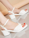 Summer Chic: Chunky High Heel Peep Toe Sandals with Ankle Strap and Buckle