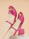 Summer Chic: Chunky High Heel Peep Toe Sandals with Ankle Strap and Buckle