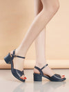 Summer Chic: Chunky High Heel Peep Toe Sandals with Ankle Strap and Buckle