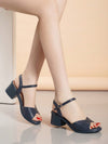 Summer Chic: Chunky High Heel Peep Toe Sandals with Ankle Strap and Buckle