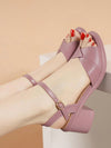 Summer Chic: Chunky High Heel Peep Toe Sandals with Ankle Strap and Buckle