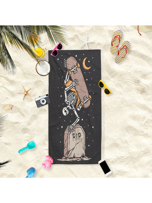 This multi-use beach towel features a unique and trendy skull cartoon print, suitable for both men and women. Made from high-quality fiber, it is sand resistant, quick drying, soft, and absorbent. Perfect for various activities like sports, yoga, swimming, hiking, bathing, and travel. Stay stylish and practical with this versatile beach towel.