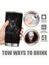 Cute Black Cat Print Stainless Steel Tumbler - Perfect Gift for Cat Lovers!