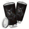 Cute Black Cat Print Stainless Steel Tumbler - Perfect Gift for Cat Lovers!