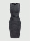 Chic and Edgy: Solid Color Sleeveless Punk Dress for Fashion-Forward Women