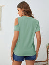 Chic Camo Cutout: Women's Summer Open Shoulder T-Shirt