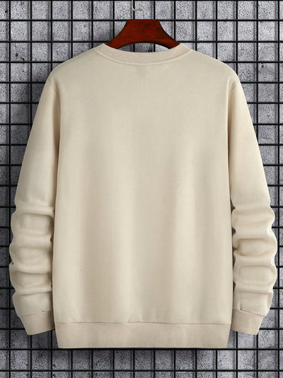 Casual Round Neck Sweatshirt for Men - Bold Printed Letters