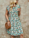 Women's Floral Summer Midi Dress: Short Sleeve Style