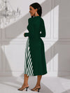 Chic Color Block Striped Long Sleeve Dress for Fashionable Ladies