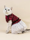 Royal Dreams: Burgundy Velvet Starry Mesh Princess Dress for Pets