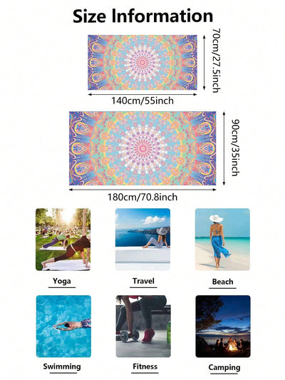 Peacock Wreath Ultrafine Fiber Beach Mat and Towel: Quick-Dry, Highly Absorbent, Multipurpose Outdoor Essential