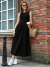 Chic Summer Textured Waist-Cinched Sleeveless Dress for Effortless Outdoor Style