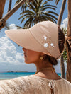 Ultimate Stylish Sun Protection Hat with Ponytail Hole and Faux Pearl Decoration for Women's Outdoor Adventures