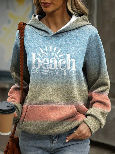 Layer Up in Style with the Ladies Letter Print Hooded Sweatshirt