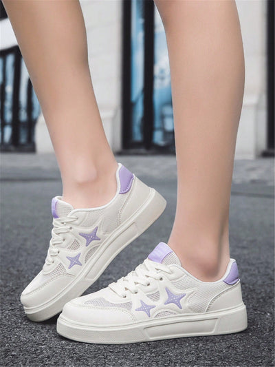 Stylish Star Pattern Sneakers: Women's Casual Sports Shoes for a Breathable Summer Look