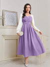 Sparkling Elegance: Women's Color Block Sequin Puff Sleeve Dress