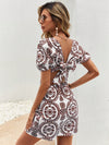 Tropical Vibes: Women's Printed Hollow Out Waist Dress