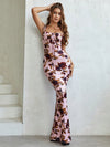 Blooming Beauty: Floral Print Tie Shoulder Mermaid Hem Maxi Cami Dress