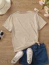 Cute Cow Print Letter T-Shirt - Round Neck Casual Tee