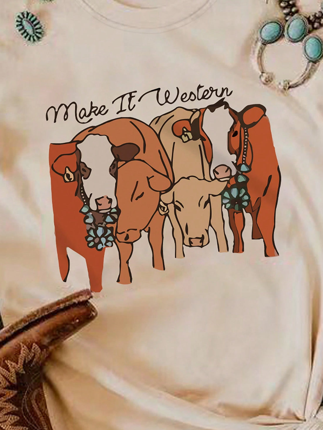 This Cute Cow Print Letter T-Shirt is a must-have for any animal lover. The round neck and casual fit make it comfortable for everyday wear. With its adorable cow print and playful letters, this t-shirt is sure to add a fun touch to any outfit. Get yours today and show off your love for cows in style!