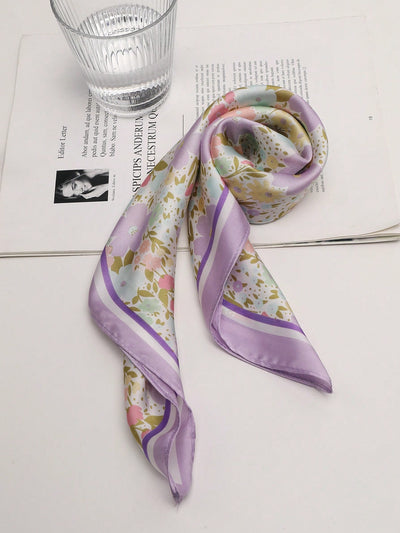 Wave Purple Satin Head Scarf - Women's Stylish Hair Accessory