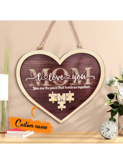 Custom Engraved Wooden Puzzle Piece Sign: A Heartfelt Tribute to Mom