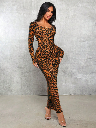 Wild and Chic: Women's Leopard Pattern Print Dress