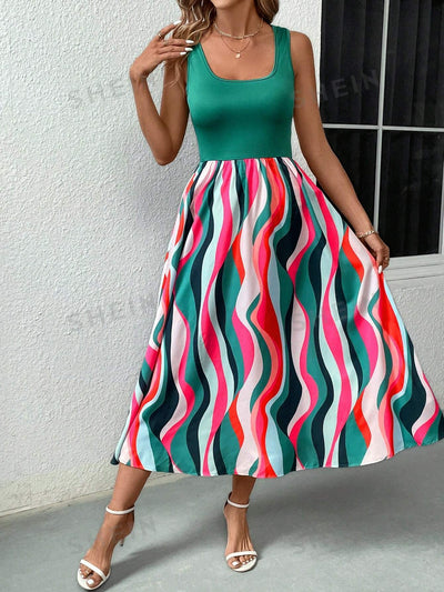 Women's Sleeveless Wave Stripe Dress: A Modern Twist on a Classic Style