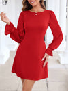 Chic Ruffle Sleeve Solid Color Dress for Effortless Elegance