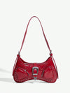 Retro Red Rivet Shoulder Bag: The Ultimate Y2K Street Style Statement Piece for Teens