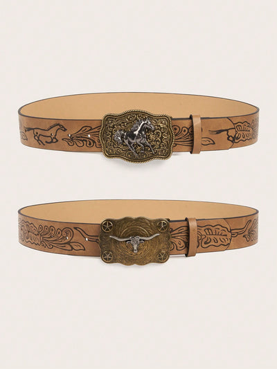 Western Charm: 2pc Cowgirl Style Beaded Belts for Daily Use