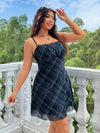 Chic Plus-Size Knitted Mesh Spaghetti Strap Dress for Effortless Elegance