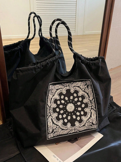 Retro Embroidery Commuter Tote: Perfect Personalized Bag for Ladies and Girls