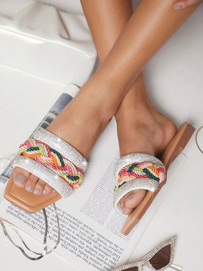 Chic and Comfortable: Glitter Colorful Flat Sandals for Women