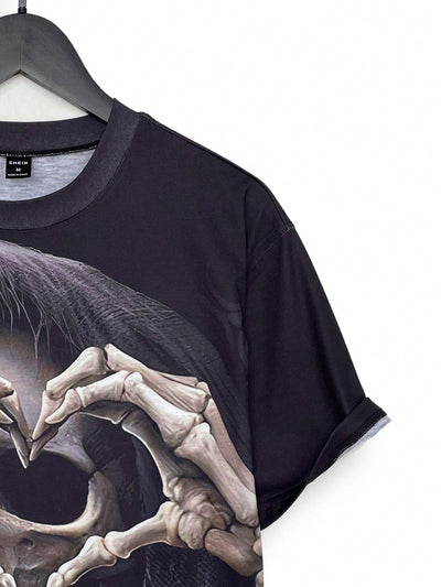 Bold and Edgy: Men's Skull Printed Short Sleeve T-Shirt