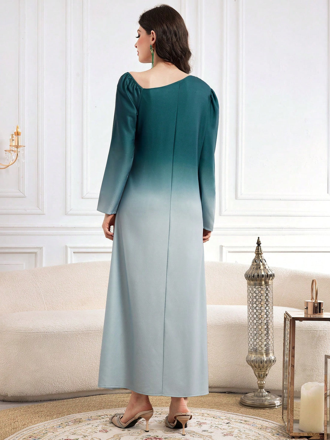 Add some oomph to your wardrobe with our Ombre Oblique Shoulder Long Evening Dress. The chic and stylish design is perfect for formal occasions. Stay elegant and make a statement with this eye-catching dress.