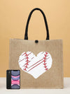 Chic Baseball Pattern Tote Bag Set: The Perfect Valentine's Day Accessory for Summer Fun!