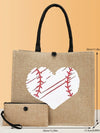 Chic Baseball Pattern Tote Bag Set: The Perfect Valentine's Day Accessory for Summer Fun!