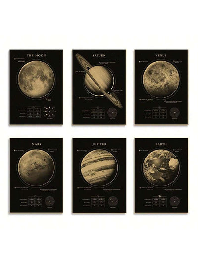 Vintage Planets and Universe Posters Set: Astronomy Artwork for Every Room