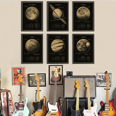 Vintage Planets and Universe Posters Set: Astronomy Artwork for Every Room