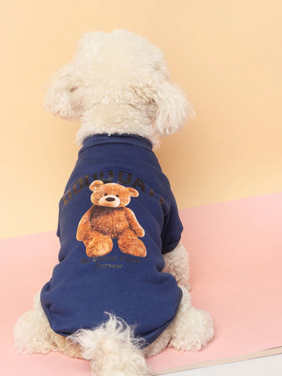 Cozy Bear Printed Sweater for Small Pets - Perfect for Both Indoor and Outdoor Wear