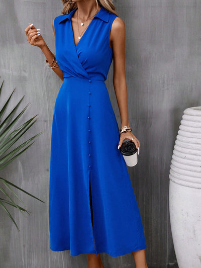 Chic and Simple: Classic V-Neck Sleeveless Split Dress