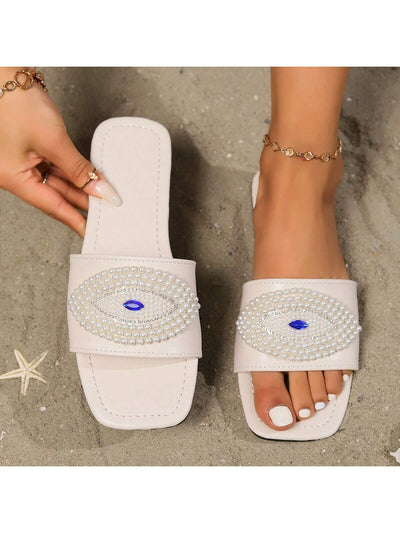 Divine Deep Blue Gem Sandals: Eye of God Pearls & Diamonds