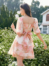 Frenchy Floral Fantasy: Women's Puff Sleeve Summer Dress