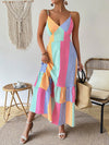 Stylish Stripes: Women's Summer Tank Dress with Ruffle Hem