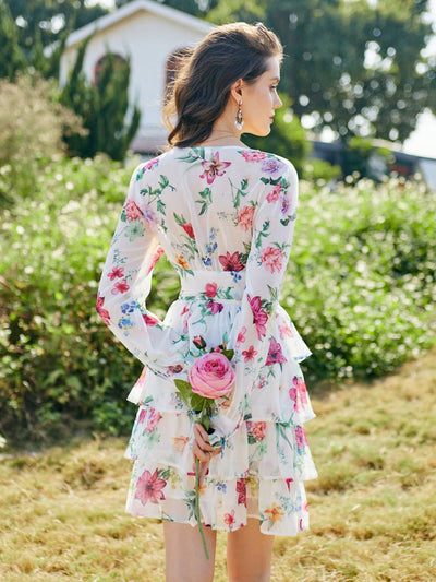 Blooming Beauty: Ladies Long Sleeve Floral Print Dress