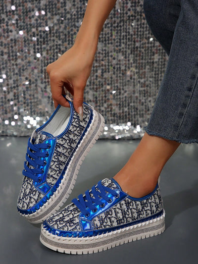 Sparkle and Shine: Plus Size Women's Casual Athletic Shoes with Sequins Detail