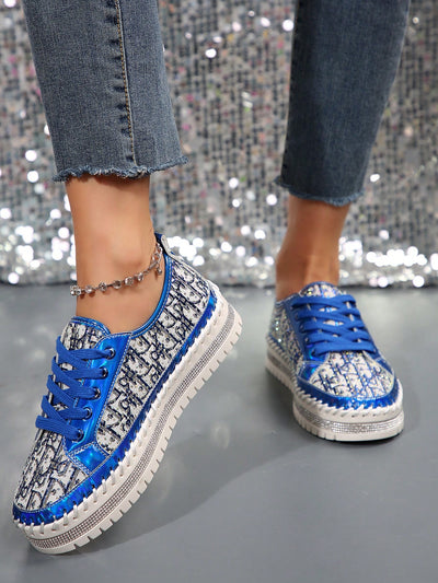 Sparkle and Shine: Plus Size Women's Casual Athletic Shoes with Sequins Detail