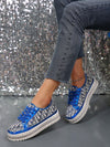 Sparkle and Shine: Plus Size Women's Casual Athletic Shoes with Sequins Detail